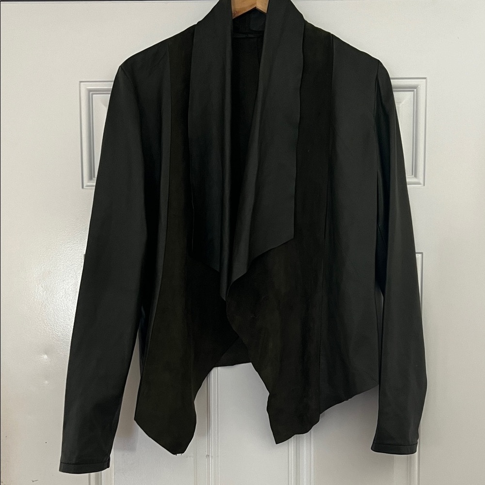 Leather Green Open Front Jacket Size: M/L